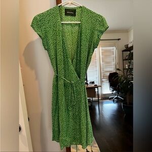 Reformation green floral wrap dress